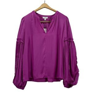 Current  Air V-Neck /dramatic sleeves/ satin  Purple Women's Top size small